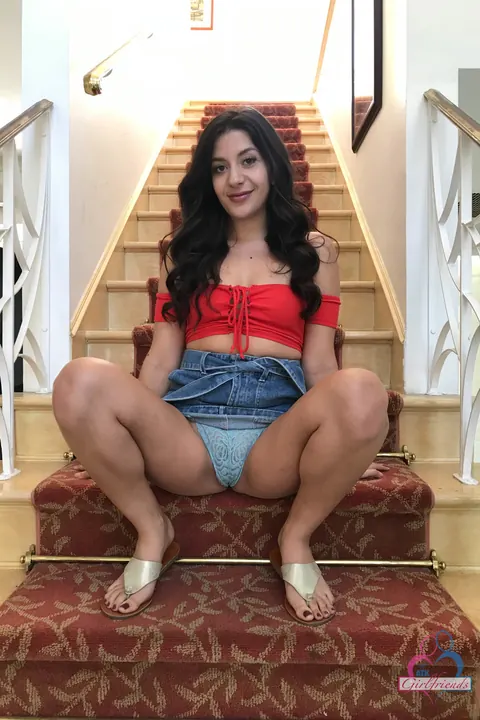 Natalie Brooks: Thick Latina Pulls Her Panties Aside and Spreads in a Skirt – photo 3 of 20