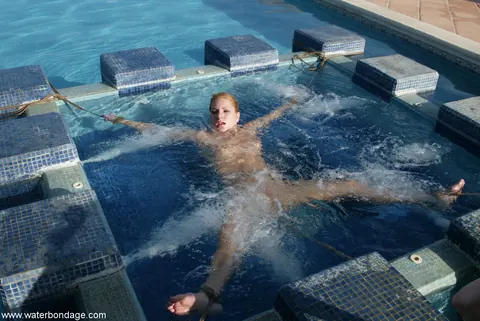 Jenny Lee: Slim Brunette MILF Bound for Dildo Play by the Pool – photo 2 of 20