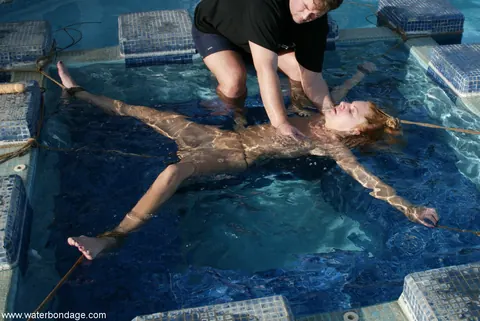 Jenny Lee: Slim Brunette MILF Bound for Dildo Play by the Pool – photo 14 of 20