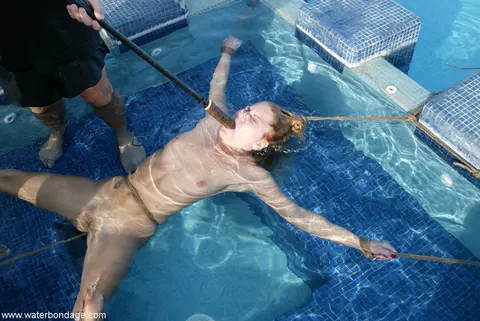Jenny Lee: Slim Brunette MILF Bound for Dildo Play by the Pool – photo 19 of 20
