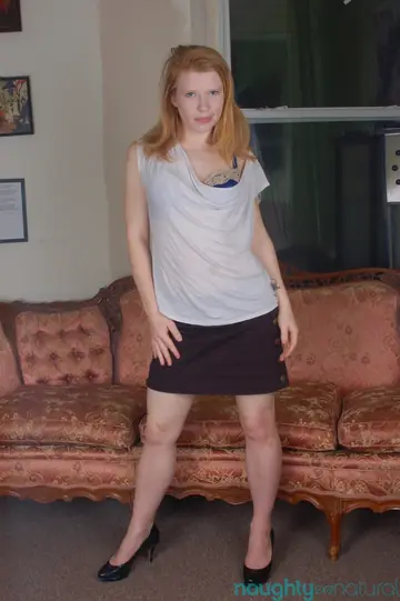 Petite Redhead PAWG Lifts Her Skirt to Show Her Hairy Pussy