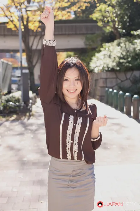 Japanese Brunette Poses Outdoors in a Skirt – photo 8 of 15