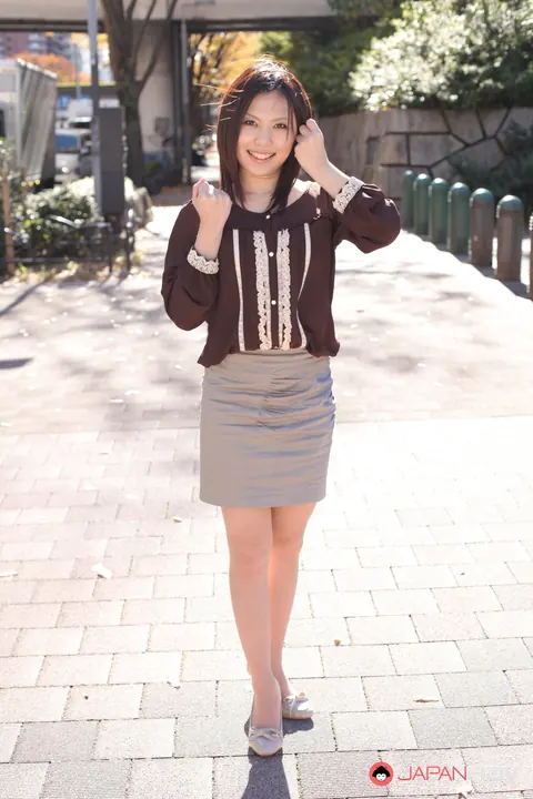 Japanese Brunette Poses Outdoors in a Skirt – photo 3 of 15