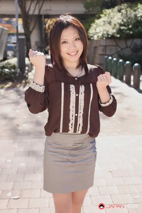 Japanese Brunette Poses Outdoors in a Skirt – photo 15 of 15
