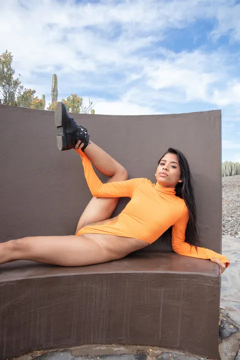 Karin Torres: Slim Latina Brunette Strips and Spreads Her Pussy – photo 6 of 20