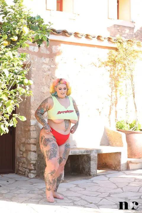 Galda Lou: BBW Brunette Strips Out of Her Panties Outdoors – photo 8 of 21
