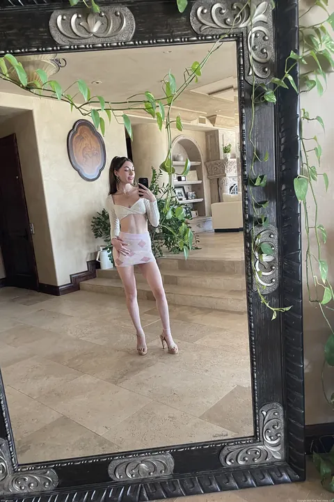 Tiana Blow: Brunette in a Skirt and Heels Spreads and Squirts Outdoors – photo 16 of 20