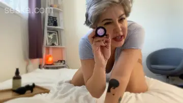 Mature Blonde Plays with a Butt Plug in Stockings