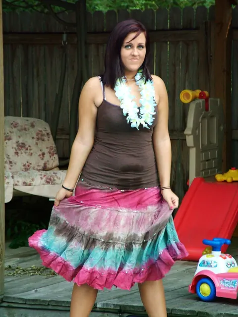 Roxy Belladonna: Redhead Strips Out of Her Dress to a White Bra Outside – photo 2 of 21