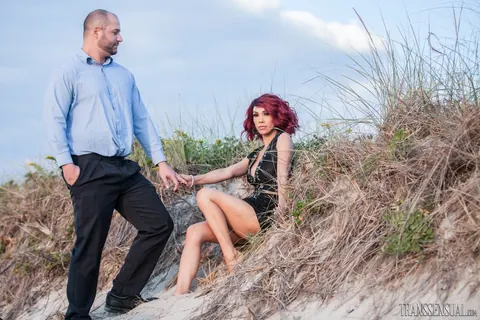 Redhead Trans Woman Strips Out of Her Lingerie Outdoors – photo 2 of 15