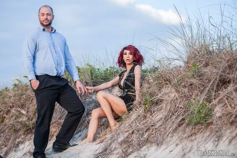 Redhead Trans Woman Strips Out of Her Lingerie Outdoors – photo 1 of 15