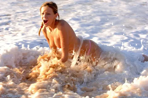 Busty PAWG Poses Topless in a Bikini Bottom and Skirt on the Beach – photo 11 of 20