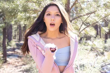 Melody Wylde – Skinny Asian Brunette Poses Outdoors in Revealing Outfit