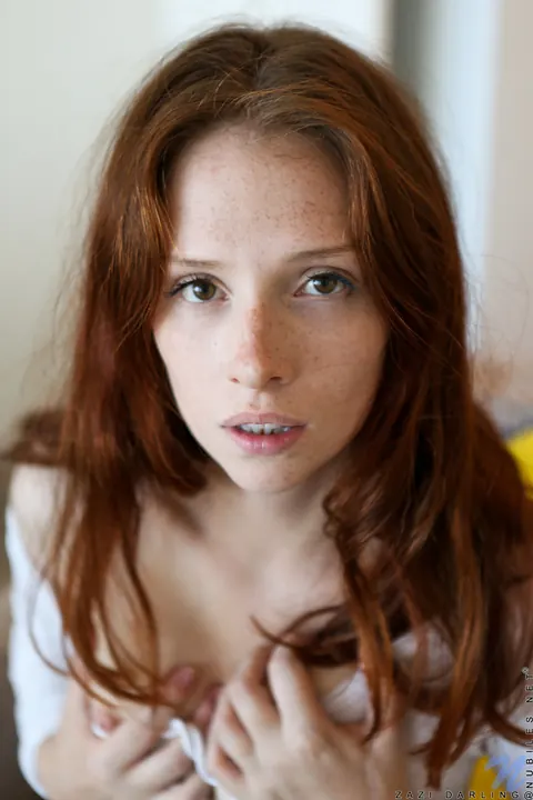 Zazi Darling: Redhead with Natural Tits Fingers Her Hairy Pussy – photo 2 of 16
