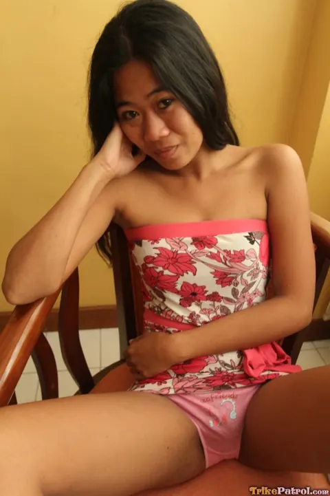 Petite Asian Babe in a Sundress Strips and Spreads Her Hairy Pussy – photo 2 of 18