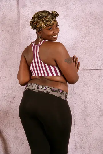 African BBW Strips and Fingers Her Hairy Pussy