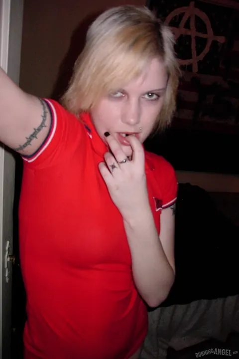 Cadence st john: Short-Haired Blonde in a Red Dress and Boots Flashes Her Naked Body – photo 12 of 17