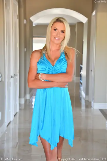 Blonde MILF with Big Tits Strips Out of Her Panties in Heels