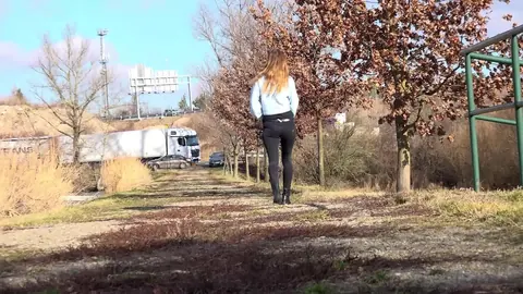 Cynthia Vellons: European Blonde MILF Pulls Down Her Jeans to Pee Outdoors – photo 15 of 15