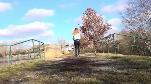 Cynthia Vellons: European Blonde MILF Pulls Down Her Jeans to Pee Outdoors – photo 14 of 15