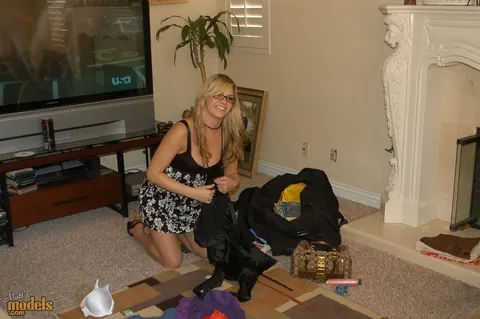 Marlie Moore: Blonde MILF in Lingerie Exposes Her Small Natural Tits Outdoors – photo 14 of 16