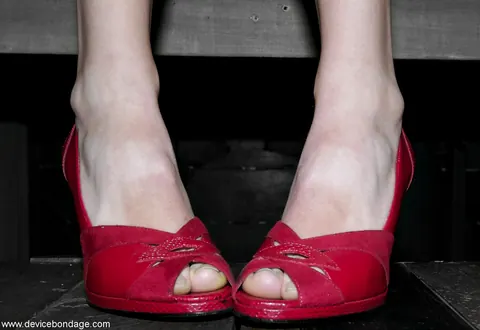 Sasha Grey: Skinny Redhead in a Skirt and Heels Poses in Bondage Dungeon – photo 13 of 13