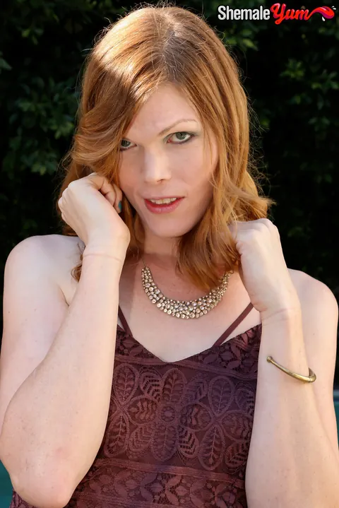 Redhead Trans Woman Strips Out of Her Dress Outdoors – photo 4 of 16