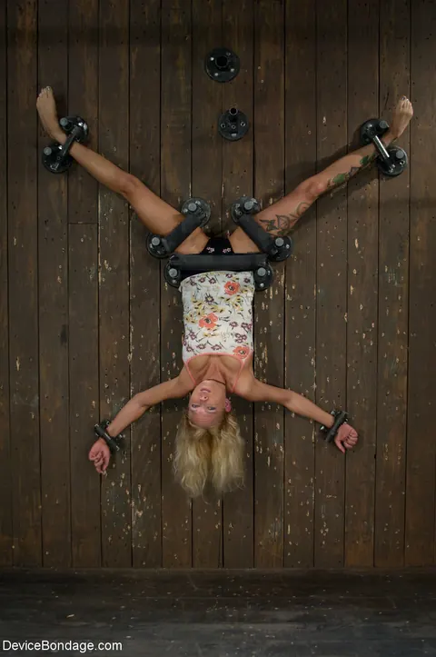 Rain DeGrey: Tall Blonde in Bondage Spreads and Uses a Dildo – photo 1 of 21