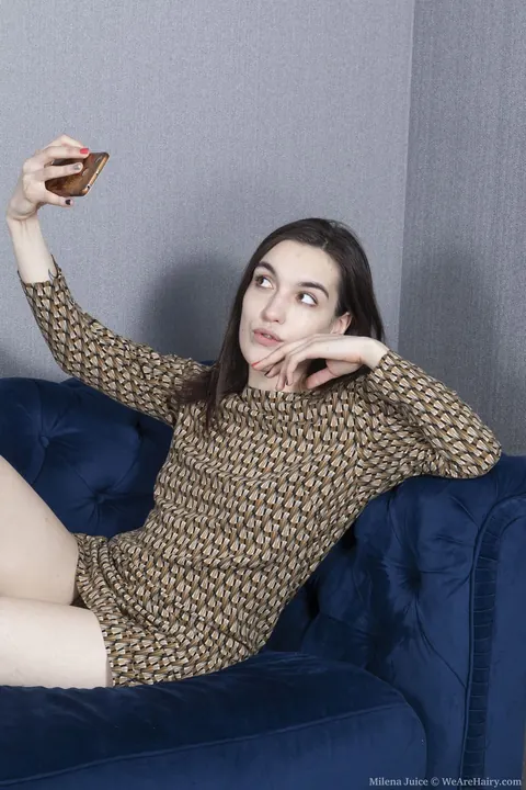 Milena Juice: Slim Hairy Brunette Strips Out of Her Skirt for Selfies – photo 2 of 21