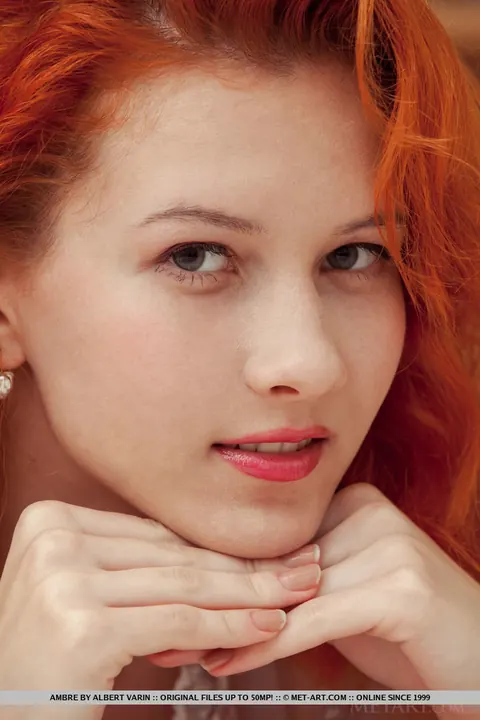 Pale European Redhead Spreads Her Shaved Pussy in Stockings – photo 18 of 18