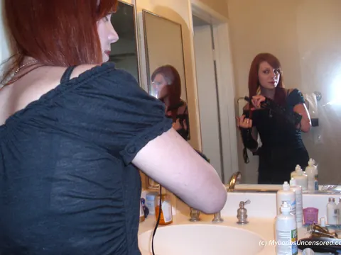Redhead PAWG Strips Outdoors by a Mirror – photo 6 of 16