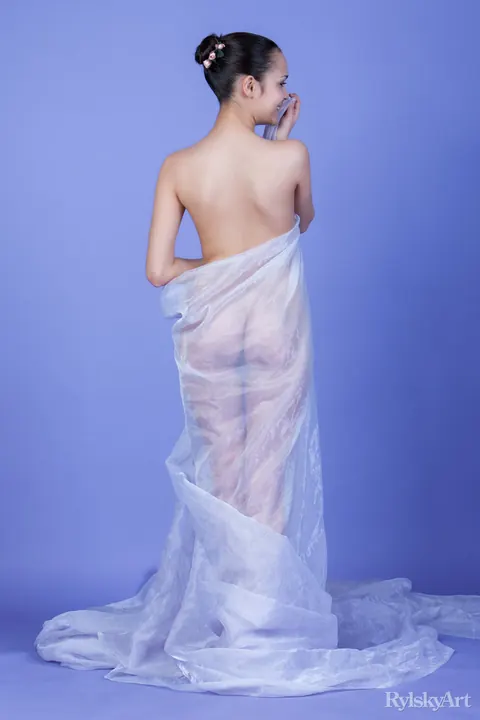 Brunette with Her Hair Up Poses Nude and Spreads – photo 6 of 16