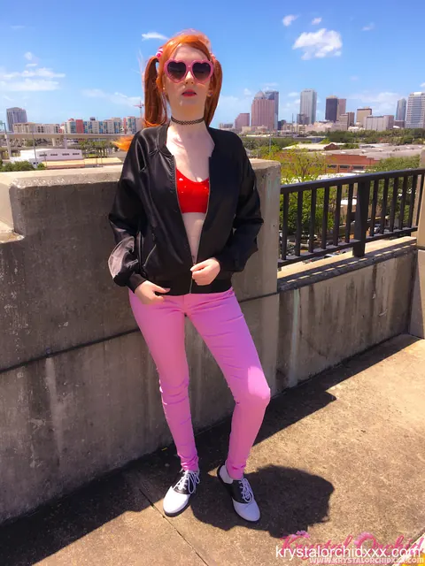 Krystal Orchid: Petite Redhead in Pigtails and Glasses Spreads Outdoors – photo 3 of 15