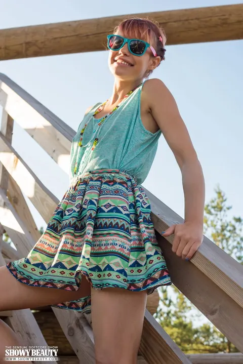 Redhead in Glasses Undresses Outdoors at a Fire Lookout – photo 1 of 20