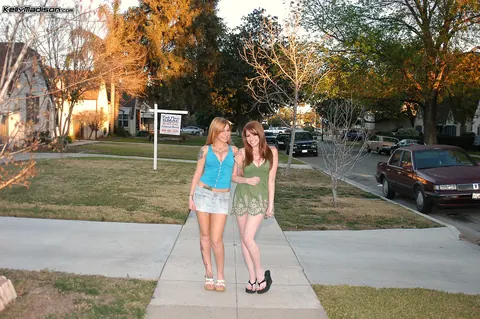 Nikki Rhodes: Two Redheads Flash Their Big Natural Tits Outdoors in Heels – photo 3 of 16