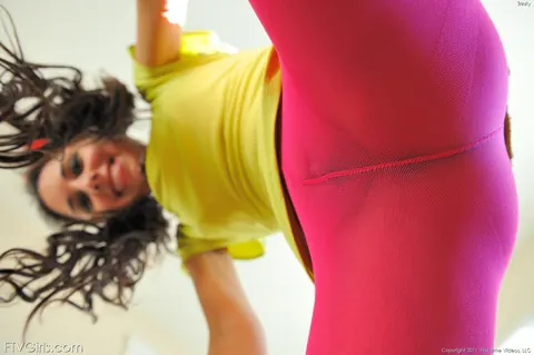 Trinity St Claire: Slim Brunette in Yoga Pants Spreads Her Shaved Pussy – photo 6 of 16