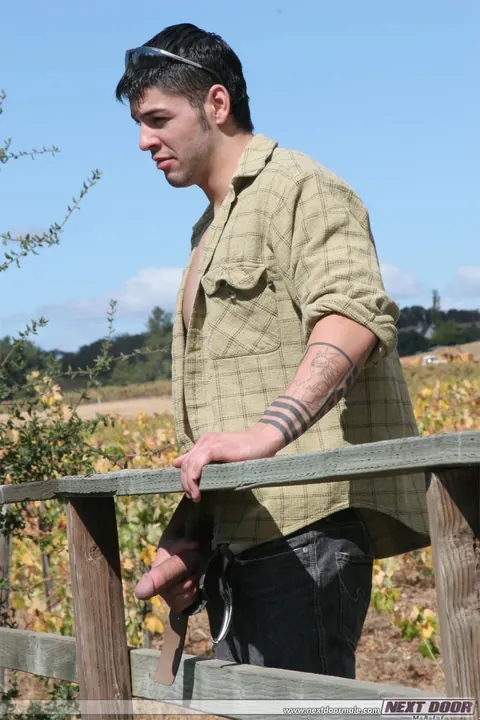 Hairy Guy Undresses Outdoors and Displays His Hard Cock – photo 4 of 21