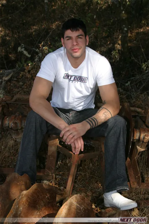 Hairy Guy Undresses Outdoors and Displays His Hard Cock – photo 11 of 21