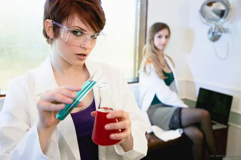Bree Daniels: Two Busty British Lesbians Lick Pussy and Finger in the Office – photo 1 of 15