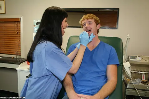 Angie N: Busty Brunette Nurse Gives a Blowjob – photo 5 of 21