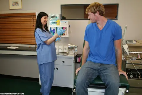 Angie N: Busty Brunette Nurse Gives a Blowjob – photo 4 of 21
