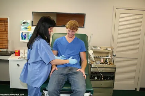 Angie N: Busty Brunette Nurse Gives a Blowjob – photo 6 of 21
