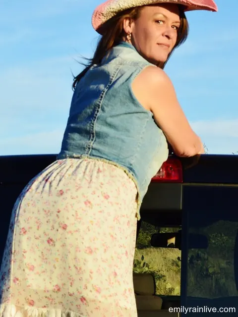 Emily Rain: Mature Brunette in Uniform Pulls Down Her Panties Outdoors – photo 10 of 15