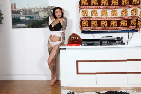 Evgenia Talanina: Tall Tanned MILF Flaunts Her Big Tattooed Tits in Lingerie – photo 7 of 20