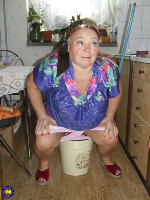 Thick Mature European Woman Strips Naked in the Kitchen – photo 3 of 20