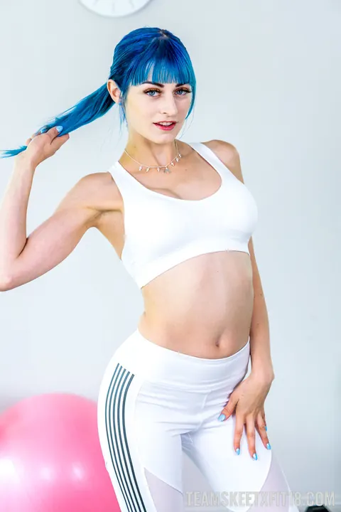 Jewelz Blu: Slim Brunette Poses Clothed and Spreads Her Legs Wide – photo 1 of 20