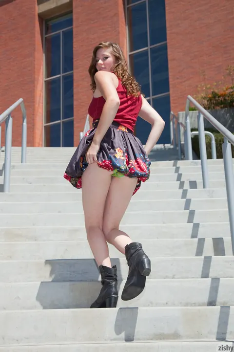 PAWG in Boots and Skirt Teases in Public – photo 6 of 11