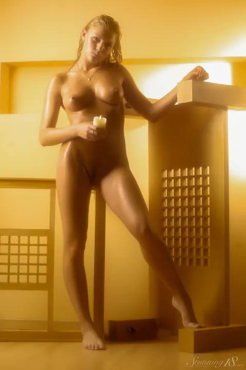 Gea A: Tall Brunette Undresses Fully and Poses Nude Showing Her Natural Tits – photo 1 of 21