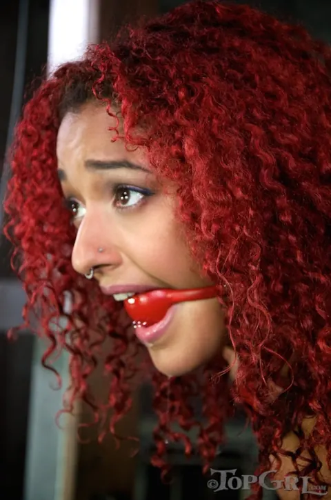 Daisy Ducati: Tall Ebony Redhead in a Latex Skirt Gets Restrained and Squirts – photo 1 of 15