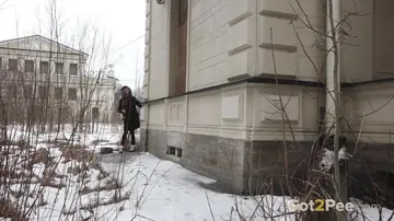 Woman in Jeans and Boots Pulls Them Down to Piss on the Steps